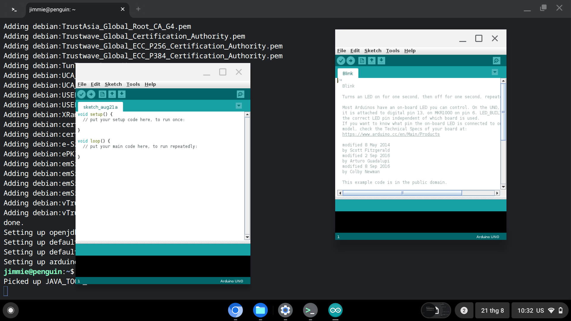 Arduino IDE with a board connected