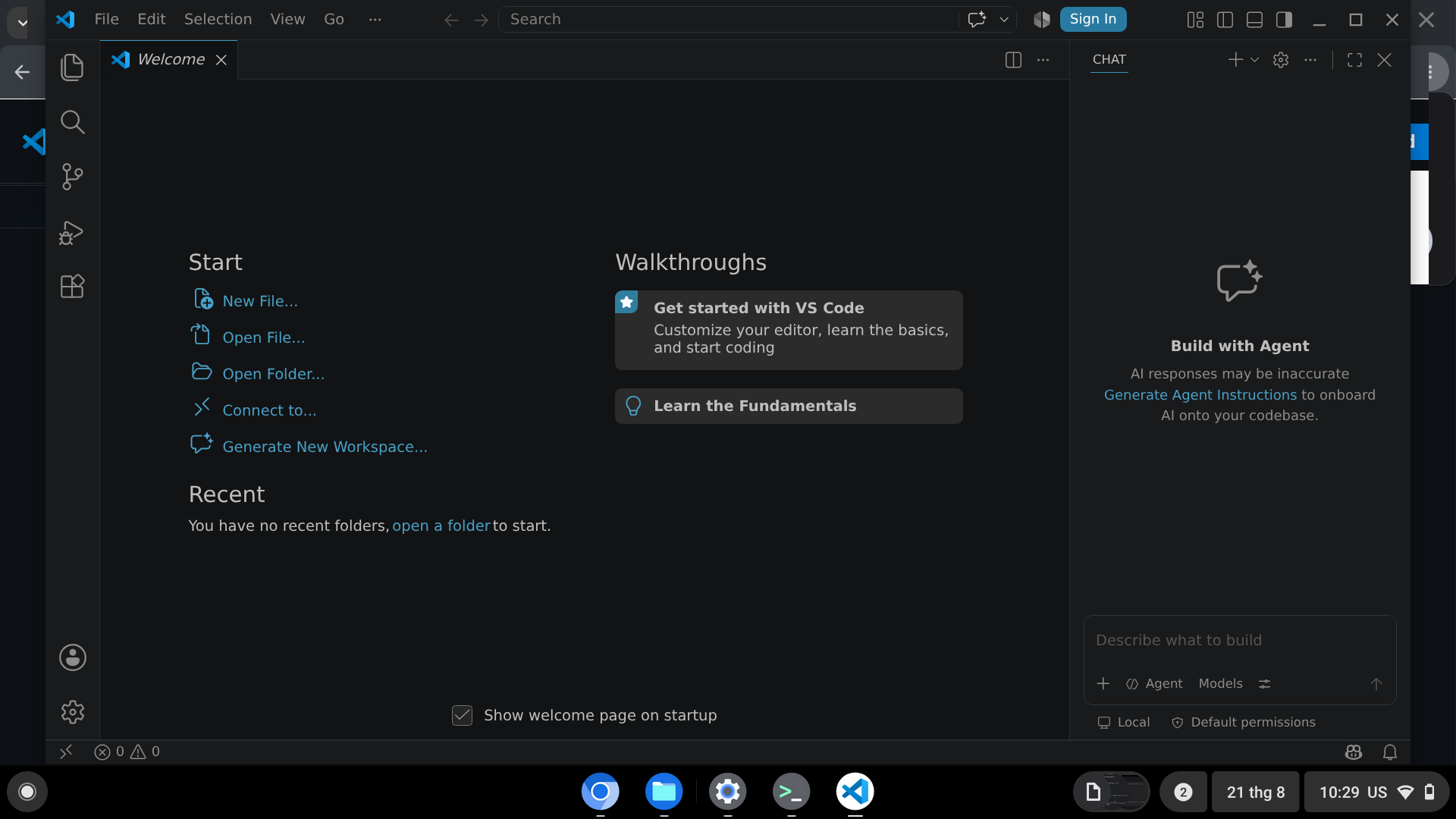 VS Code running in the Linux environment