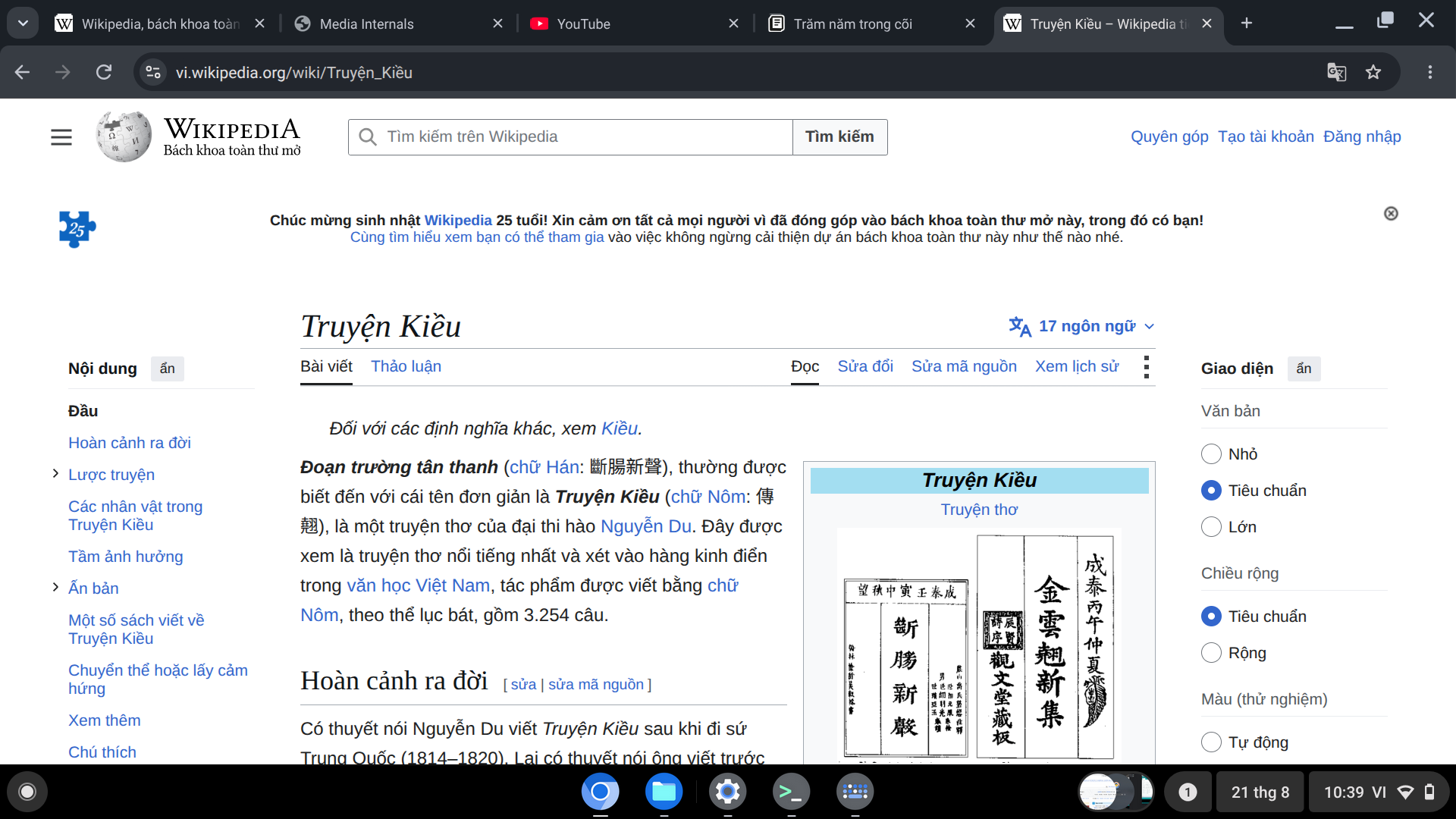The browser with several tabs open